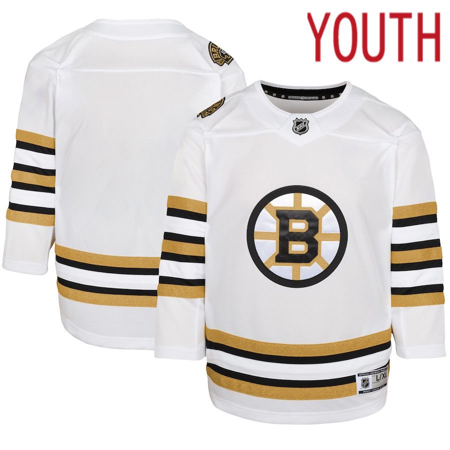 Youth Boston Bruins White 100th Anniversary Premier NHL Jersey->youth nhl jersey->Youth Jersey